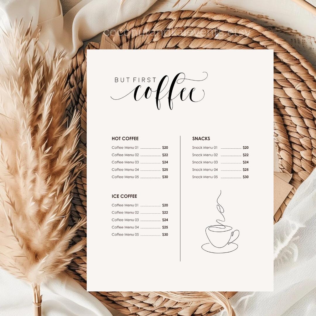 But First Coffee Menu | Modern Beige Café Template, Bold Canva Editable ...