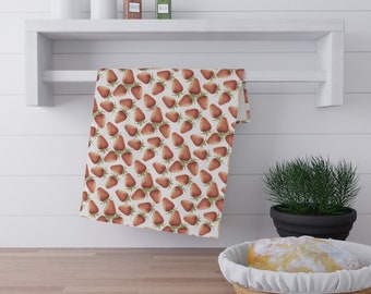 Strawberry Kitchen Towel - Cottagecore, Farmcore, Farmhouse Cotton Tea Towel