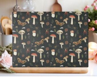 Mushroom Glass Cutting Board - 4 Colorways - Cottagecore, Goblincore