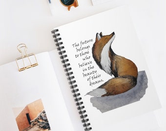 Fox Spiral Notebook - Ruled Line - fox journal - watercolor [kj]