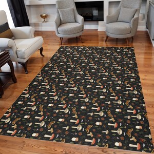 Mushroom Area Rug - Living Room Carpet - Goblincore Home Decor - Cottagecore