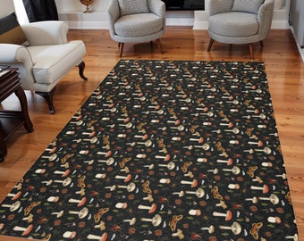 Mushroom Area Rug - Living Room Carpet - Goblincore Home Decor - Cottagecore