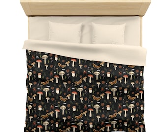 Mushroom Duvet Cover - Goblincore Home Decor - Cottagecore