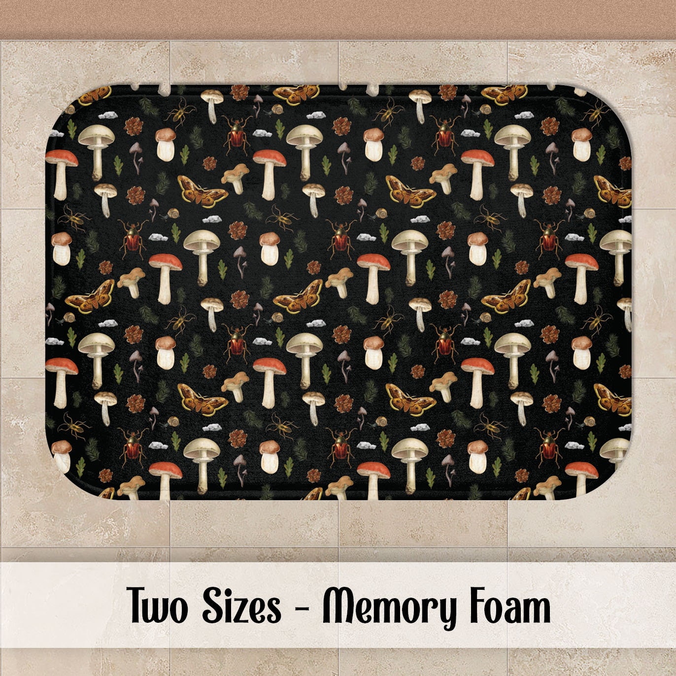 Mushroom Kitchen Mat - 5 Colorways - Cottagecore Mushroom Kitchen Rug - Goblincore Home Decor