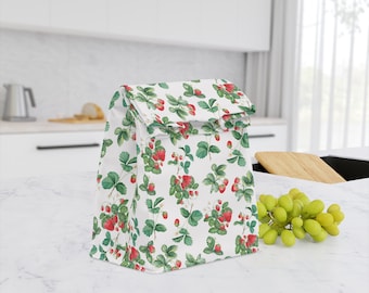 Strawberries Fabric Insulated Lunch Bag