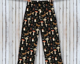 Pantalones de pijama para mujer Mushroom - Ropa de dormir Cottagecore - Ropa de ocio Goblincore