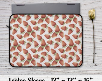 Strawberry Laptop Sleeve - 12 inch, 13 inch, 15 inch - Cottagecore, Farmcore, Farmhouse Tablet Bag