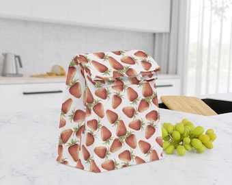 Strawberry Fabric Insulated Lunch Bag