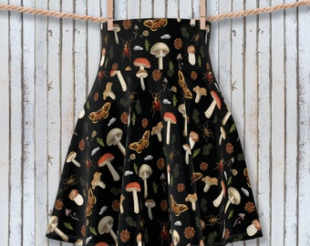 Mushroom Short Skirt - 5 Colorways - Flirty Cottagecore Skater Skirt, Goblincore Mini Skirt