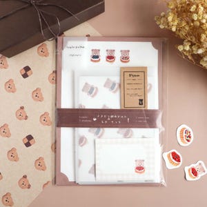 Juego de escritura de cartas Bear Three Tarts / Juego de papelería, papelería japonesa