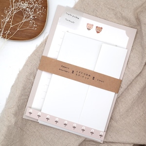 Juego de escritura de letras con forma de oso y flor pequeña / Juego de papelería, papelería japonesa