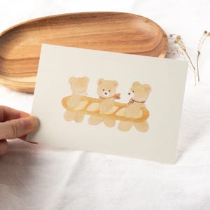 postale de pain français d'ours | Impression d'art, jolies cartes, cadeau d'art