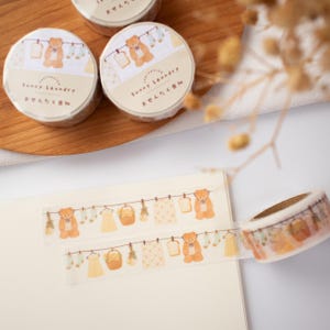 Bear Washi Tape - Sunny Laundry Day | Japanese Washi Tape, Scrapbooking, Journaling, Kawaii Stationery