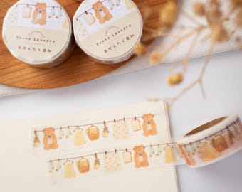 Cinta washi de oso - Día soleado de lavandería / Cinta washi japonesa, scrapbooking, diario, papelería kawaii