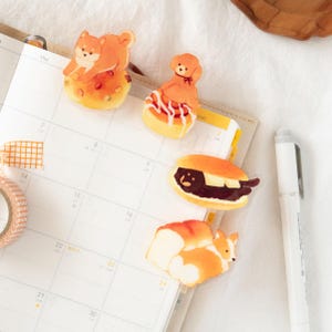 Niedliche Hund Brot - Büroklammern aus Acryl | Japanisches Brot, Kunststoff Binder Clips