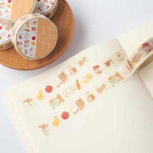 Bear Grocery Store Washi Tape | Japanese Tape, Kawaii Washi Tape, Scrapbooking, Journaling, Kawaii Stationery, 15mm x 10m
