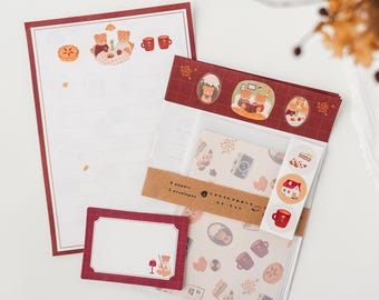 Hogar acogedor para dos osos - Set de escritura de cartas / Set de papelería
