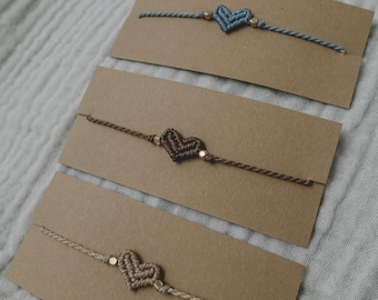 Bracelet cœur délicat | Bracelet d'amitié | Idée cadeau | Bracelet cœur | Bijou noué