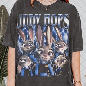 Camiseta de Judy Hopps con colores cómodos, camiseta de conejito de Zootopia 2, regalo de conejo de dibujos animados, camiseta inspirada en Disney, regalo para mujer y hombre, camiseta unisex