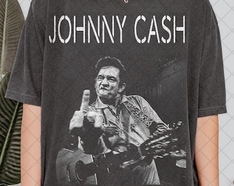 Camiseta de Johnny Cash con el dedo medio en colores cómodos, regalo unisex para mujer y hombre.