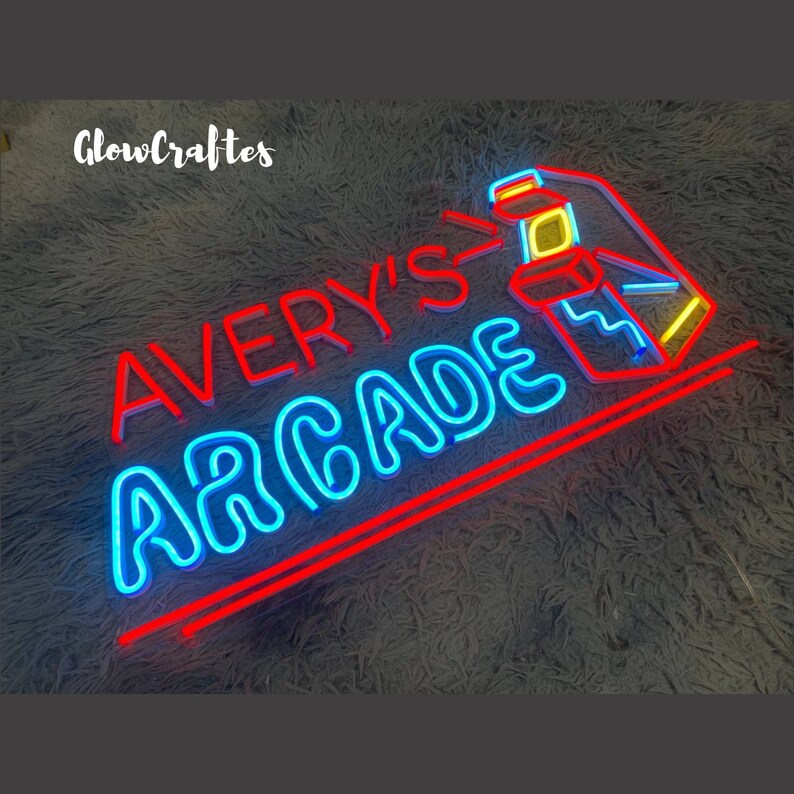 Custom Arcade Machine Neon Sign, Arcade Led Sign, Game Room Decor, Custom Name Arcade, Gamer