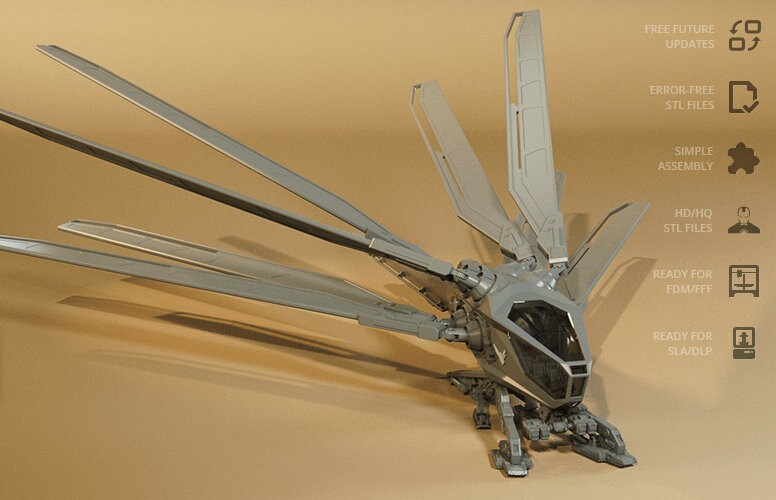 Ornithopter Dune STL, Ornithopter Dune 3D Model, Ornithopter Dune 3D ...