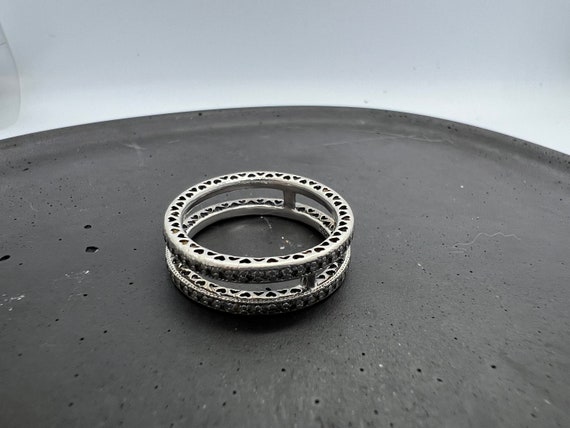 Autentico anillo Pandora Sterling Silver S925 ALE y CZ negro Starry Night. Talla 52 rara y retirada. Etsy Espana