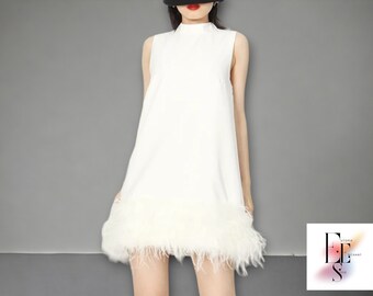 Women's Loose Dress | Feather Fur Apparel | Sleeveless Type | Fashionable Outwear