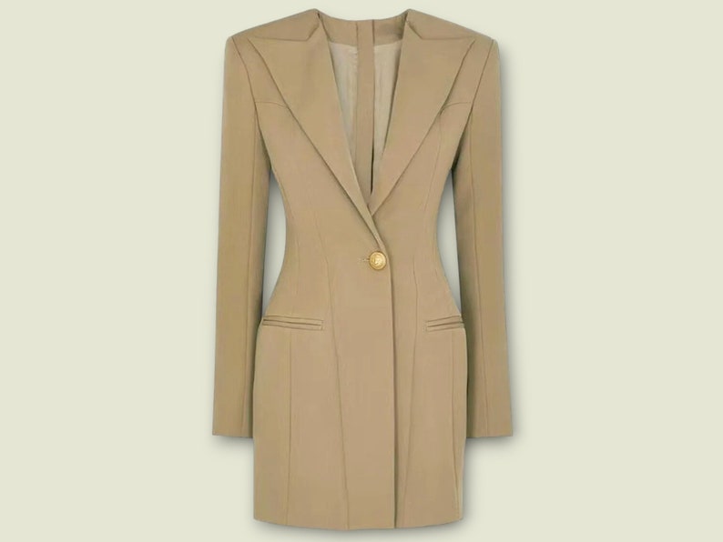 Lady's Blazer Dress Long Sleeved Type Fitted Outfit At Back Zippered Fashion zdjęcie 5