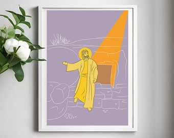 Afdrukbare Jezus opstanding downloadbare kunst, katholieke digitale kunst, Pasen downloaden, uitgeleende print, Jezus download artwork, christelijke download
