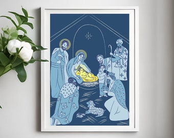 Nativity Scene, Holy Family Art, Digital Download, Christmas Print ...