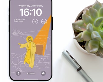 Opstandingsbehang, Jezus Lockscreen, Christelijke iPhone, Katholieke vergrendelscherm, iPhone downloadbaar, Katholieke achtergrond, Jezus Smartphone