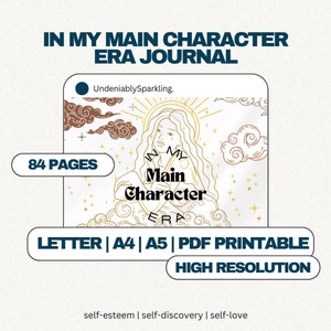 Self esteem journal, Confidence journal, Self discovery, self love diary, Main character journal, empowerment diary, magical journal