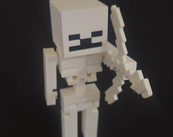 Squelette Minecraft flexible - imprimé en 3D - articulé - objet de collection Minecraft - film minecraft