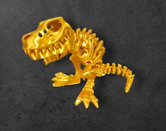 T-Rex Flexi squelette - Imprimé en 3D - Silk Gold - Fidget
