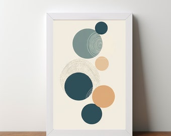 Printable Abstract Art | Round Pattern Doodle | Abstract Circle Poster | Boho Wall Decor | Minimalist Round Artistic Composition