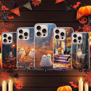 Halloween Geist Handyhülle Spooky Art Cover passend für iPhone 16 15 14 13 12 Pro Max Samsung S25 Ultra S24 FE S23 Plus A15 A36 A55 A56