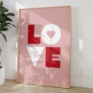 Love Wall Art, Valentines Day Decor, Trendy Retro Digital Print, Typography Poster, Instant Download