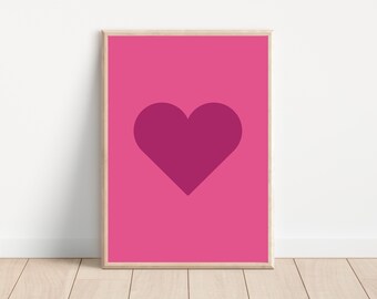 Berry Heart Printable Wall Art, Valentine Room Decor, Love Poster, Minimal Heart Poster, Cute Trendy Wall Art, Instant Download