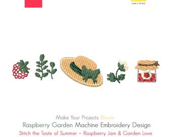 Cottagecore Raspberry Garden Machine Embroidery Design (Digital Download)