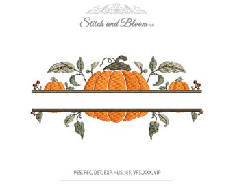 Autumn Machine Embroidery Design - Pumpkin Frame Embroidery File - Thanksgiving Fall Kitchen Border