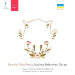 Floral Frame Machine Embroidery Design, Wreath Monogram Border, Elegant Decorative Frame for Home Decor, DIY Gifts & Sewing Projects