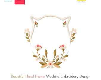 Floral Frame Machine Embroidery Design, Wreath Monogram (Digital Download)