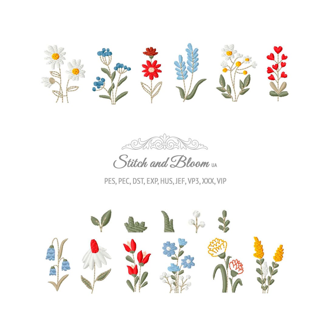 Floral Embroidery Bundle, Mini Flower Machine Embroidery Designs ...