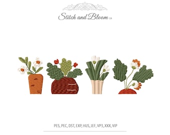 Vegetable Machine Embroidery Design, Cottagecore Garden Veggies for Kitchen Decor File (Digital Download)