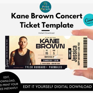 Editable Concert or Ticket Stub Kane Brown in the Air Concert Tour L ...