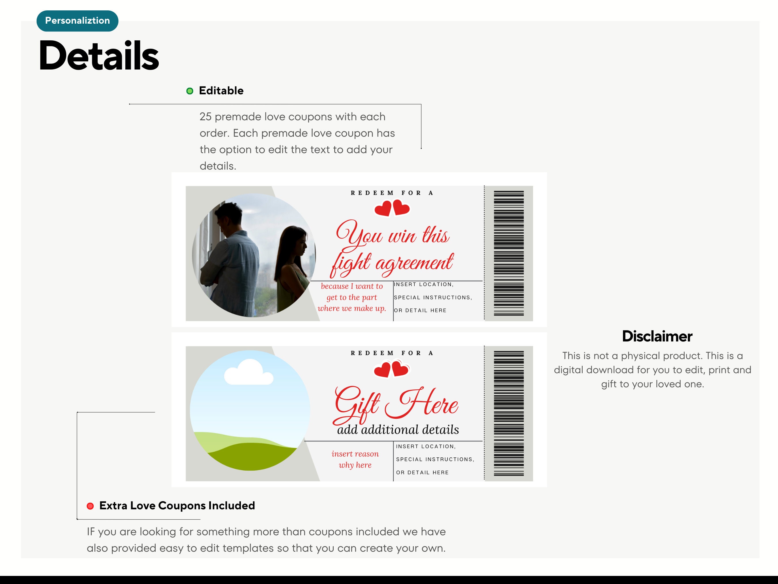 Editable Love Coupon Book L Printable Love Coupon L Couple Coupons L ...