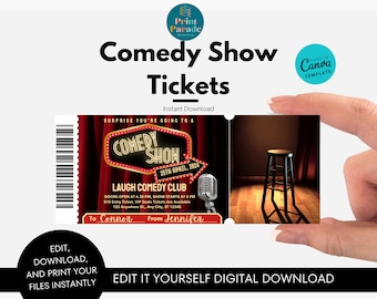 Comedy Show Ticket l Printable Tickets l Custom Comedy Show Gift l DIY Stand Up Comedy Event Printable l Experience Coupon l Date Night