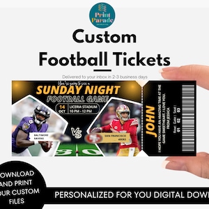 Personalisierte Fußballspielticket l Custom Tickets l Sport Tickets | Benutzerdefinierte Fußball Tickets | Event Ticket Pass | Überraschungsgeschenk