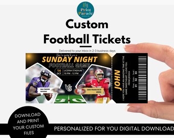 Personalized Football Game Ticket l Custom Tickets l Sports Tickets | Custom Football Tickets  | Event Ticket Pass | Surprise Gift